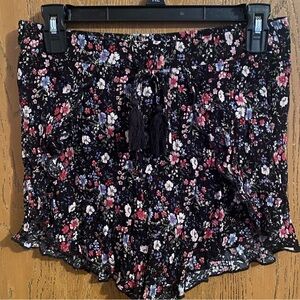 American Eagle Outfitters Floral High Waist Shorts - Black and Pink